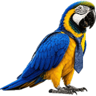 Mascote da Calculoro - Arara representando agilidade e inteligência